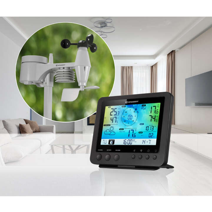 BRESSER WLAN-Farbwetterstation mit 5-in-1-Profi-Sensor